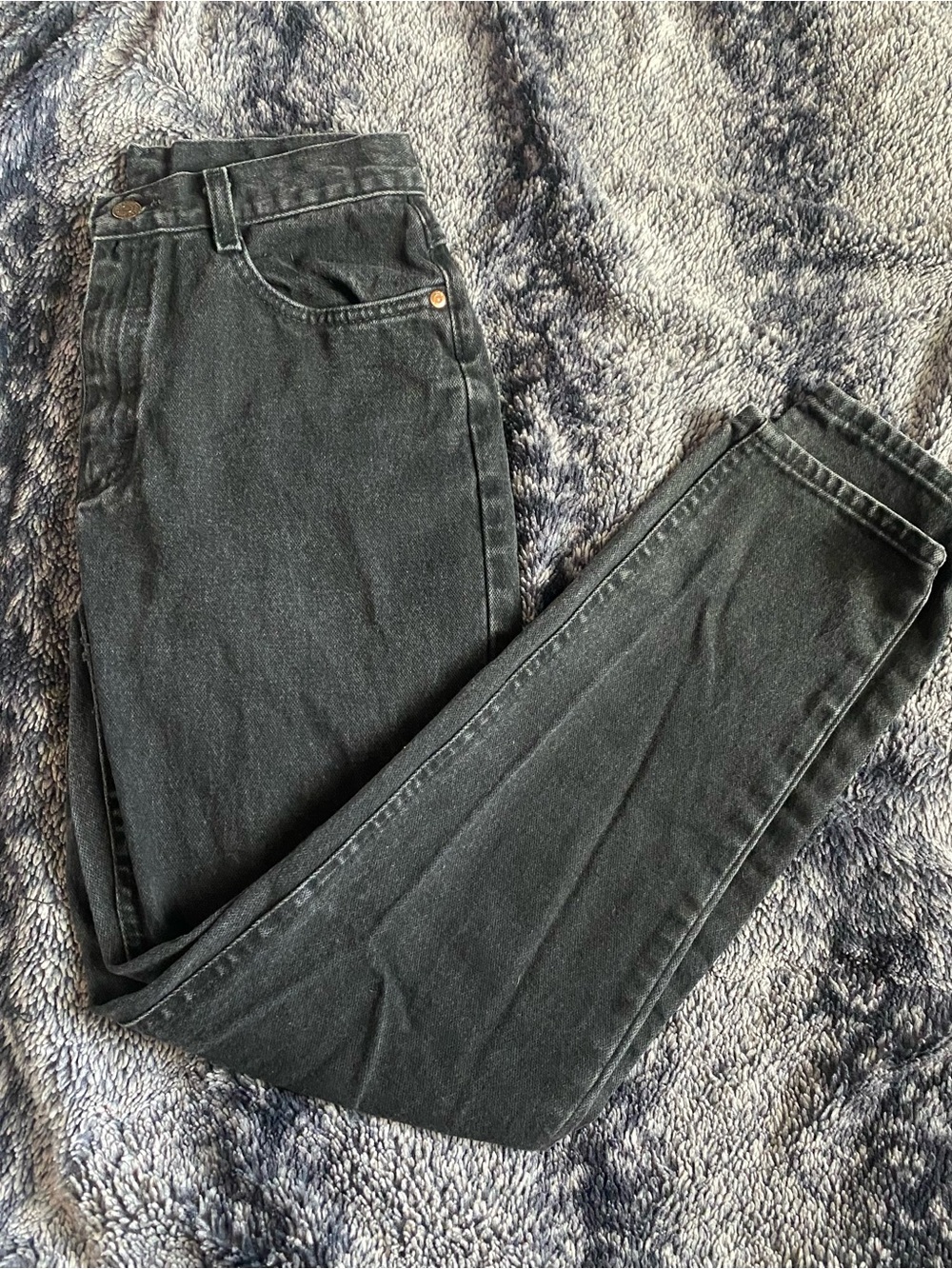 Lee Women’s Juniors 9 Black Faded Dark Denim Mom Jeans